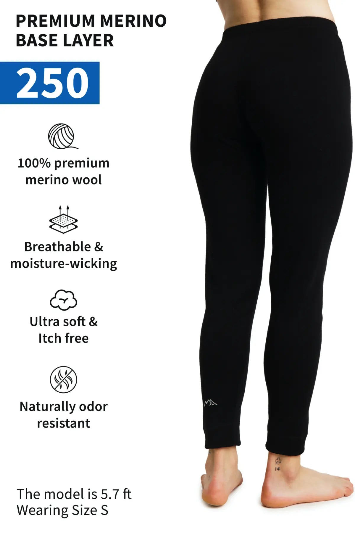 Women's Merino Wool Legging - Wicking Breathable Anti-Odor