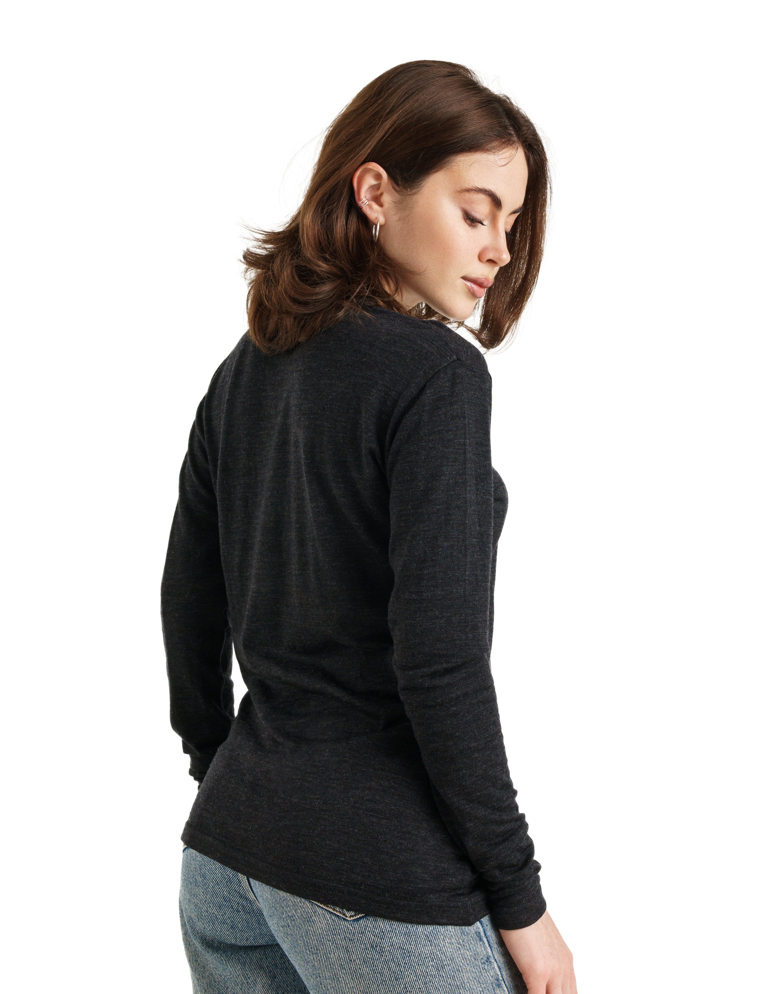 Merino Wool Long Sleeve  Heathered Black